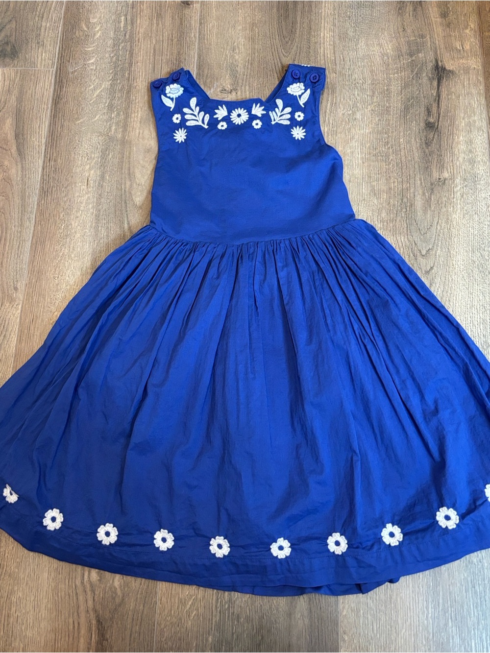 Mini Boden Royal Blue Floral Embroidered Cotton Dress